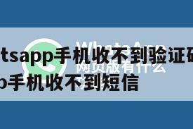 【whatsapp手机收不到验证码】whatsapp手机收不到短信